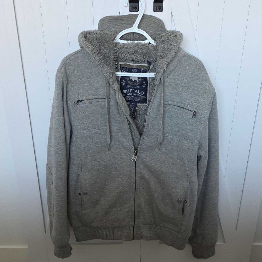 Buffalo David Bitton Heather Gray Hoodie with Faux Fur